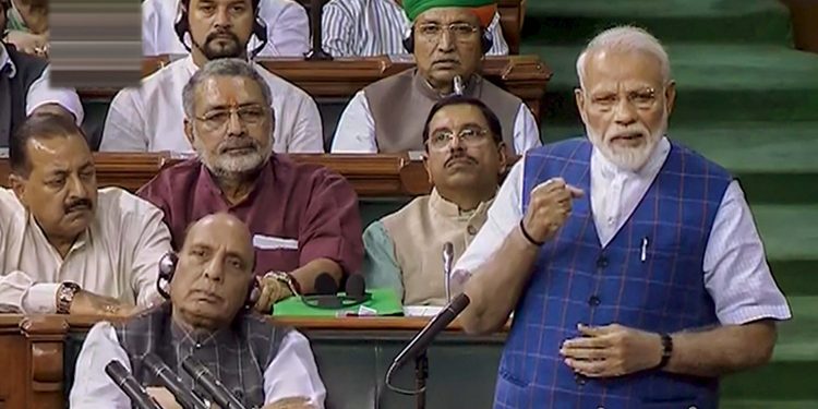 Prime Minister Narendra Modi addresses the Lok Sabha members, Tuesday