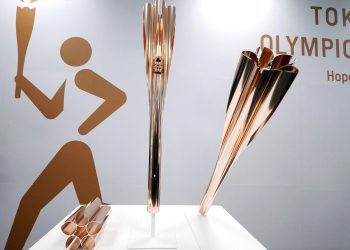 The Olympic flame will begin its journey around Japan at the J-Village sports training centre in Fukushima that housed workers battling to remove radioactive waste after the nuclear crisis triggered by the killer tsunami.The Olympic torches of the Tokyo 2020 Olympic Games are displayed during a press conference in Tokyo.
