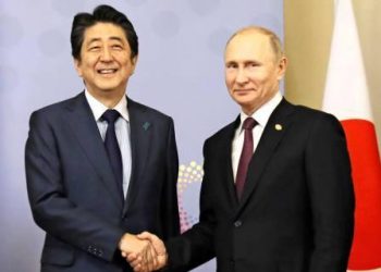 Vladimir Putin and Shinzo Abe. File pic
