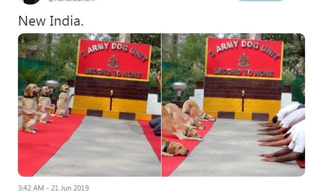 The pictures in the tweet showed the Army dog unit and their trainers prostrating.