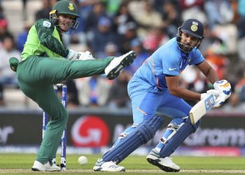 Rohit Sharma cuts during his match-winning knock for India against South Africa in the World Cup, Wednesday