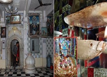 In this temple, a 550 yr old lamp releases saffron instead of soot