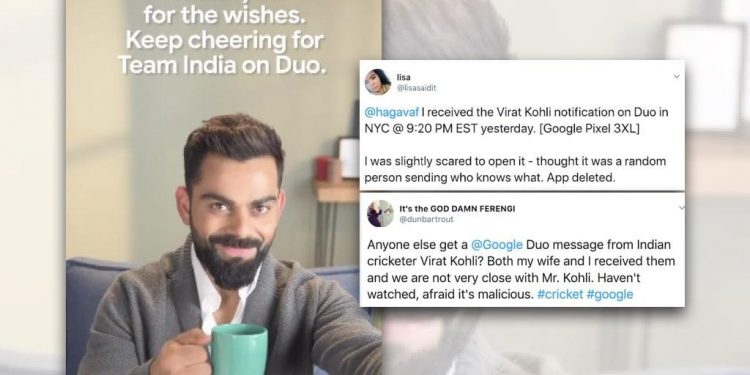 Google apologies for sending Kohli's message to users