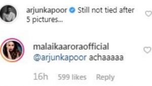 Arjun Kapoor posts naughty comments on Malaika Arora’s Instagram picture