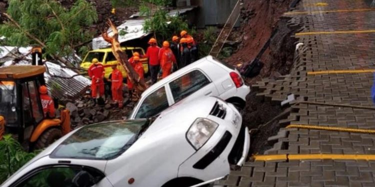 The compound wall collapsed around 1.45 am Friday night in the Kondhawa area, an official said.