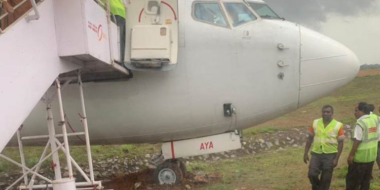 The incident happened at around 5.40 pm after the aircraft landed at the airport.