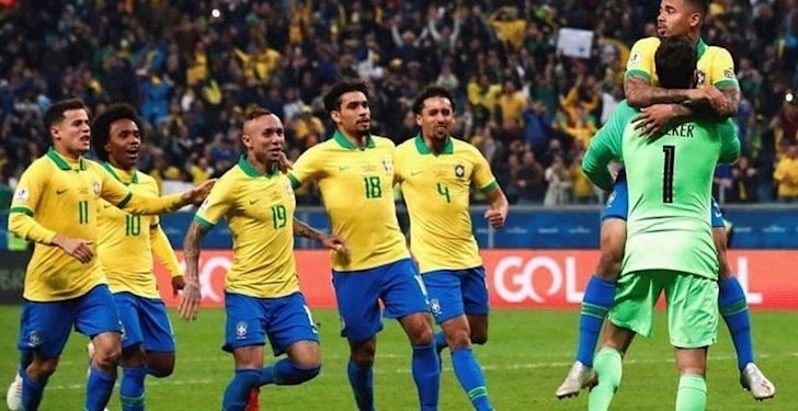 Hosts Brazil will play the winners of Wednesday's second semifinal between champions Chile and Peru in Sunday's final.