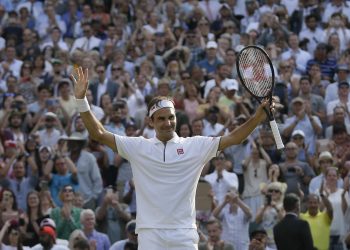 Roger Federer after his win over Kei Nishikori at Wimbledon, Wednesday