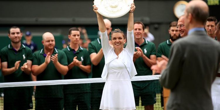 Simona Halep after winning the Wimbledon women's singles title Saturday