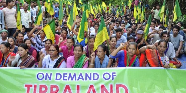 The IPFT, a tribal-based local party, has been agitating since 2009 for a separate state to be carved out by upgrading the Tripura Tribal Areas Autonomous District Council (TTAADC).