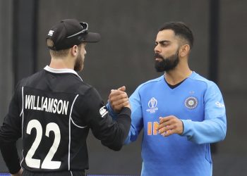 Virat Kohli congratulates New Zealand skipper Kane Williamson after the World Cup game, Wednesday