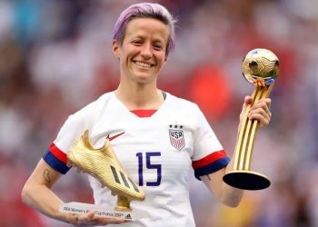 Rapinoe, one of several gay players on the team, also took aim at Trump's ‘Make America Great Again’ slogan, saying the president is looking back to a time that ‘was not great for everyone’.