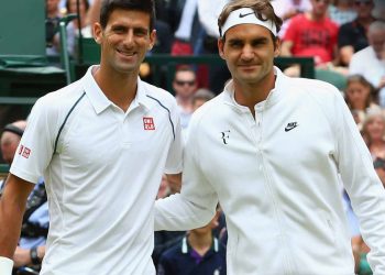 Roger Federer and Novak Djokovic. File pic