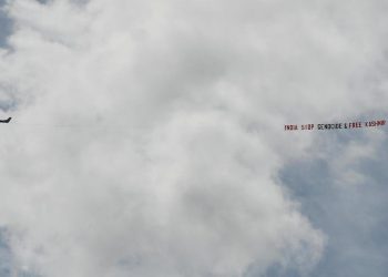 In yet another incident with political overtones, planes displaying anti-India banners flew over the Headingley ground during the World Cup match between India and Sri Lanka Saturday.