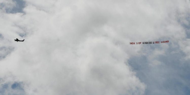 In yet another incident with political overtones, planes displaying anti-India banners flew over the Headingley ground during the World Cup match between India and Sri Lanka Saturday.