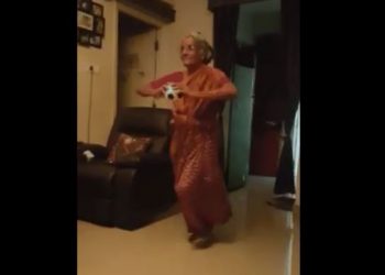 A Twitter user shared a gif which showed an elderly woman imitating Bumrah's bowling style.