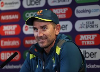 Justin Langer talks to the media