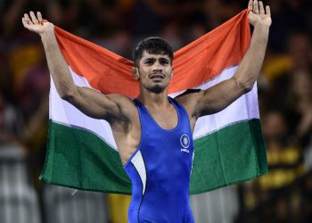 Rahul Aware won gold in the 61kg freestyle category