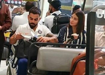 The Indian squad left for the US July 29 and a picture of skipper Kohli with actress wife Anushka Sharma at Miami airport has gone viral on social media.