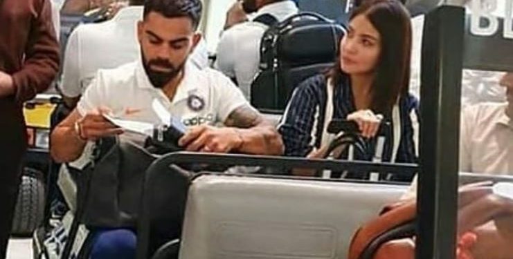 The Indian squad left for the US July 29 and a picture of skipper Kohli with actress wife Anushka Sharma at Miami airport has gone viral on social media.