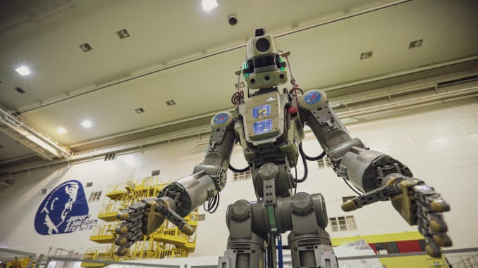 Russia launches humanoid robot into space