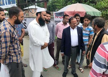 National Security Advisor Ajit Doval interacts with locals in Anantnag, Saturday