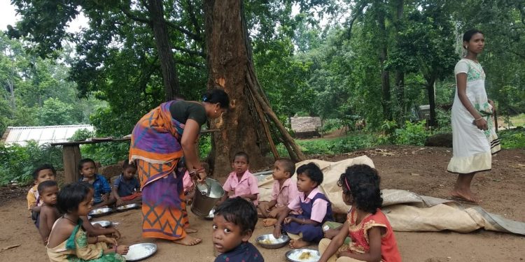 Anganwadi centre runs under tree