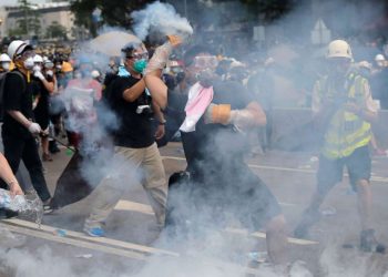 Demonstrators have formed special ‘units’ in charge of tackling tear gas, which leap into action as soon as a canister is fired.