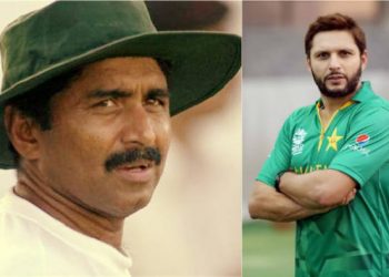 Javed Miandad (L) and Shahid Afridi