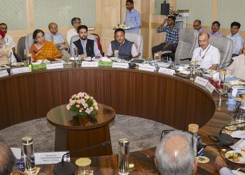 Finance Minister Nirmala Sitharaman and other senior officials during the meeting with real estate industry representatives, Sunday