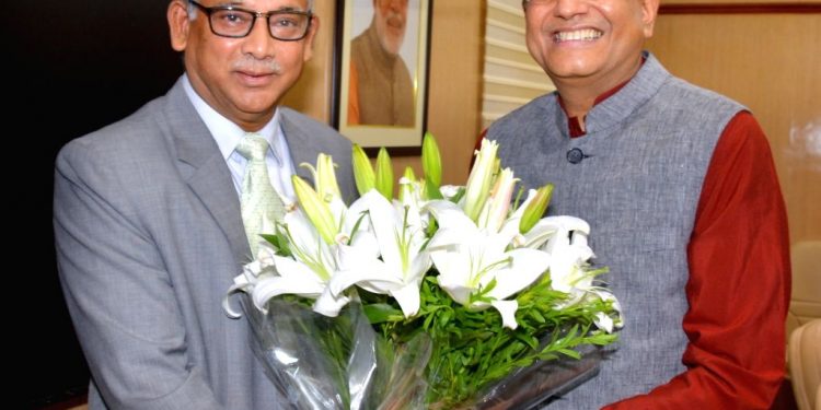 Railway Minister Piyush Goyal (R) and M. Nurul Islam Sujan Tuesday