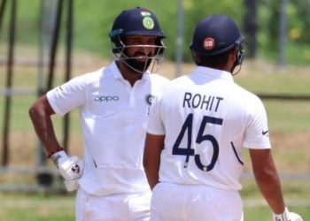 Pujara and Rohit stitched 132 runs together for the fourth wicket to take India to a strong position after being reduced to 89 for 3 at lunch Saturday.