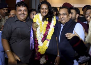 PV Sindhu is all smiles after her arrival at New Delhi, late Monday night