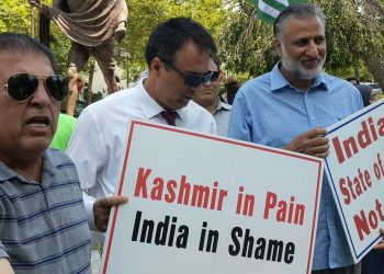 Accusing India of human rights violations in Kashmir, the protestors Tuesday sought the intervention of US President Donald Trump and the United Nations to solve the vexed issue.