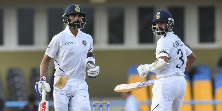 Rahane remained unbeaten on 53 while Kohli was batting on 51 as India reached 185 for three at stumps on the third day of the match Saturday.