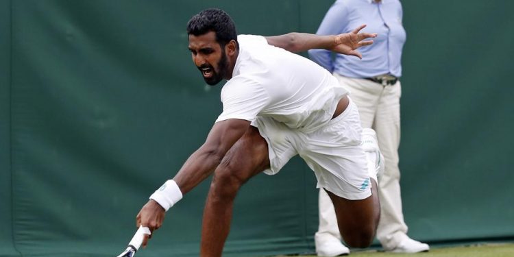 The left-handed Indian, ranked 89, could convert just one of his five break chances to suffer a 3-6, 5-7 loss to his French opponent in a match that lasted one hour and 10 minutes Tuesday night.