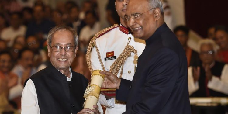 Mukherjee was conferred the highest civilian award by his successor Ram Nath Kovind Thursday.
