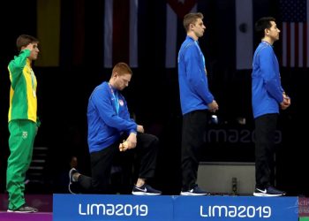 Fencer Race Imboden (pictured) and hammer thrower Gwen Berry both came under fire after protesting the policies of President Donald Trump as they collected medals in Lima.