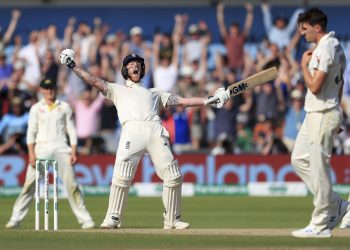 England's Ben Stokes celebrates after helping his side win the third Test at Headingley