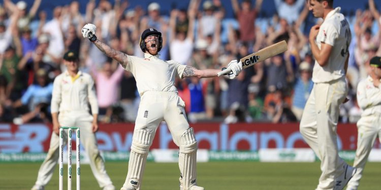 England's Ben Stokes celebrates after helping his side win the third Test at Headingley