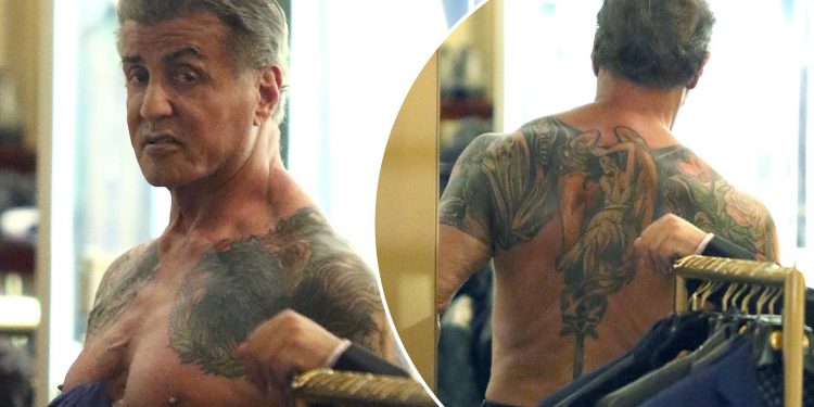 Sylvester Stallone reveals physique during shopping trip
