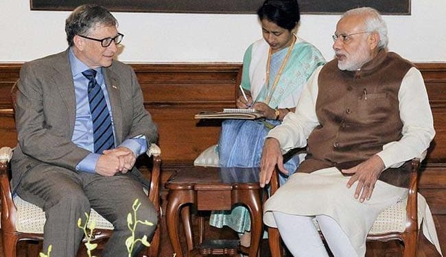 Bill Gates and India Prime Minister Narendra Modi. File pic