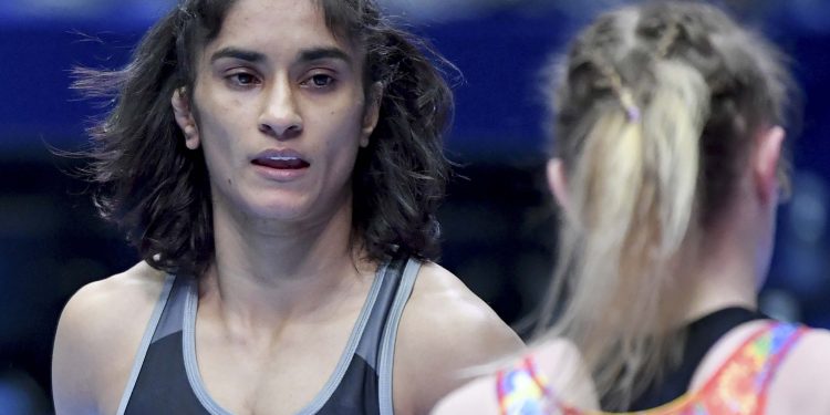 Vinesh Phogat during her bout, Wednesday