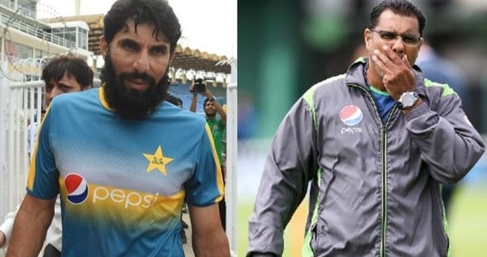 Misbah-ul-Huq (left) and Waqar Younis