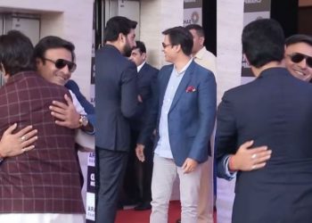 Abhishek and Vivek, when crossed each other’s paths on the red carpet, stopped to smile and hug each other like gentlemen.