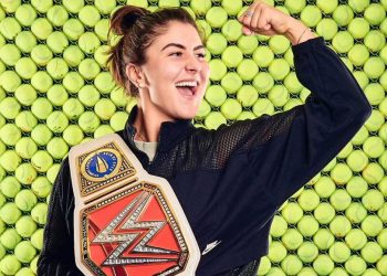 The WWE belt contains Andreescu's full name along with the logo of the US Open.