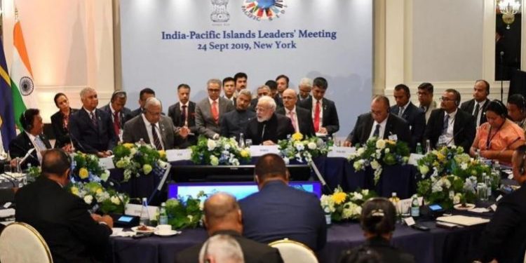 Modi at the India-Pacific Islands Developing States (PSIDS) Leaders' Meeting.