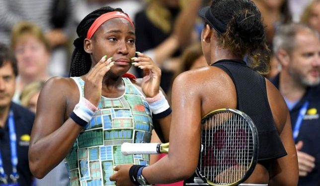 The emotional clash was followed by tearful on-court interviews, Osaka asking Gauff to join her with the microphone as they met at the net.