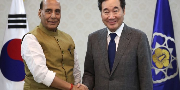 Rajnath Singh is on a three-day official visit to South Korea in the second leg of a two-nation tour which also involved Japan.