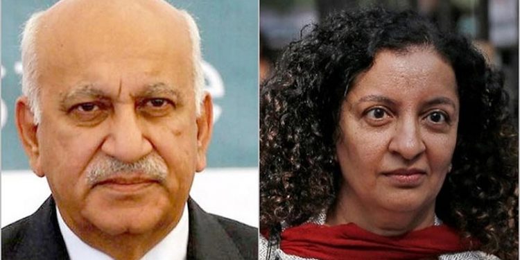 Former Union Minister MJ Akbar (L) and Priya Ramani